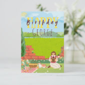 Personalisierte Niedliche Cat-tage Picnic Birthday (Stehend Vorderseite)