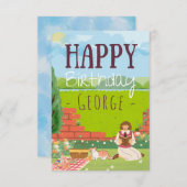 Personalisierte Niedliche Cat-tage Picnic Birthday (Vorne/Hinten)