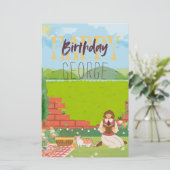 Personalisierte Niedliche Cat-tage Picnic Birthday Briefpapier (Stehend Vorderseite)