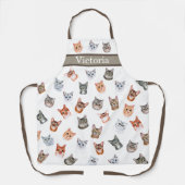 Personalisierte Niedliche Cat Watercolor Einfach m Schürze (Vorderseite)