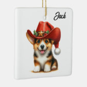 Personalisierte Niedliche Corgi Cowboy Weihnachtsm Keramikornament (Rechts)