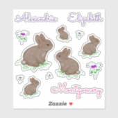 Personalisierte Niedliche Cottontail Bunnies und B Aufkleber (Blatt)