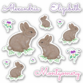 Personalisierte Niedliche Cottontail Bunnies und B Aufkleber