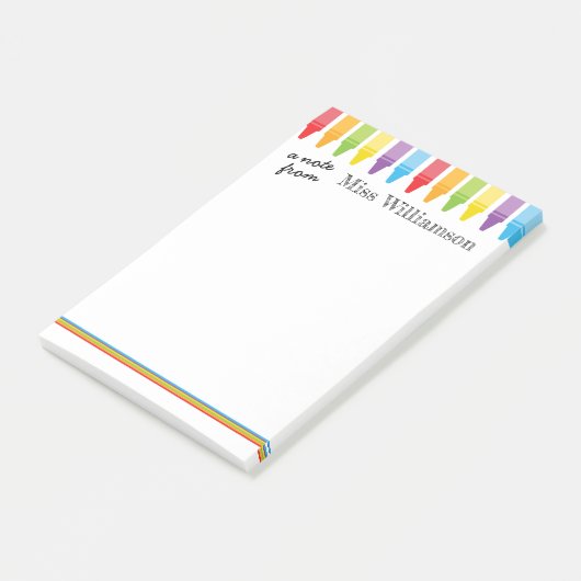 Personalisierte Niedliche Crayons Lehrerin zurück Post-it Klebezettel (angewinkelt)