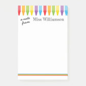 Personalisierte Niedliche Crayons Lehrerin zurück Post-it Klebezettel (Vorderseite)