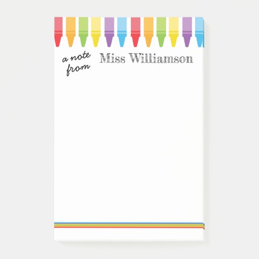 Personalisierte Niedliche Crayons Lehrerin zurück  Post-it Klebezettel (Vorderseite)