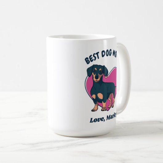 Personalisierte Niedliche Dackel Mama für Hunde Kaffeetasse (VorderseiteRechts)