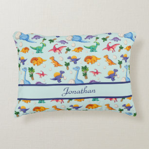 Personalisierte Niedliche Dinosaurier Blue Boy Bab Dekokissen