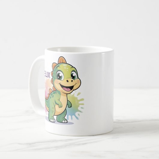 Personalisierte Niedliche Dinosaurier-Tasse - Indi Kaffeetasse (Vorderseite Links)