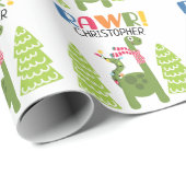 Personalisierte Niedliche Dinosaurier Weihnachten Geschenkpapier (Rolleneckpunkt)