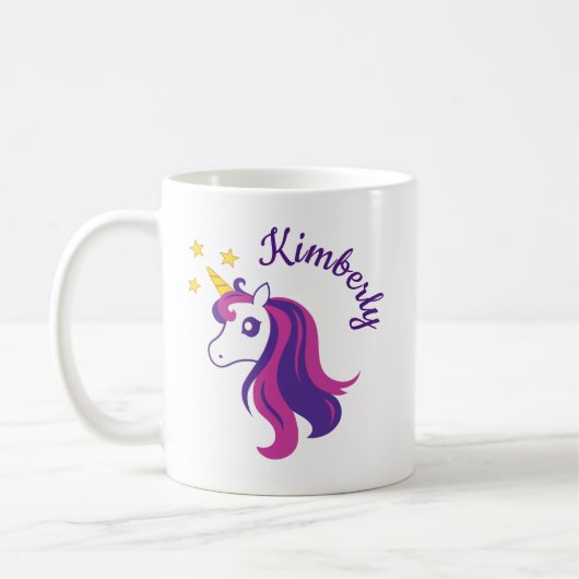 Personalisierte niedliche Einhorn-Tasse für Mädche Kaffeetasse (Links)