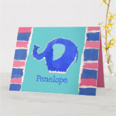 Personalisierte Niedliche Elefantengrüsse Karte (Gelbe Blume)