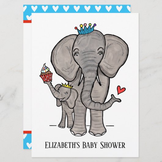 Personalisierte Niedliche Elephant Baby Dusche Ein (Vorne/Hinten)