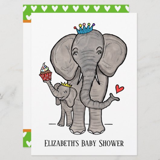 Personalisierte Niedliche Elephant Baby Dusche Ein (Vorne/Hinten)