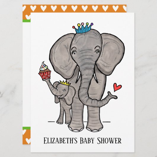 Personalisierte Niedliche Elephant Baby Dusche Ein (Vorne/Hinten)