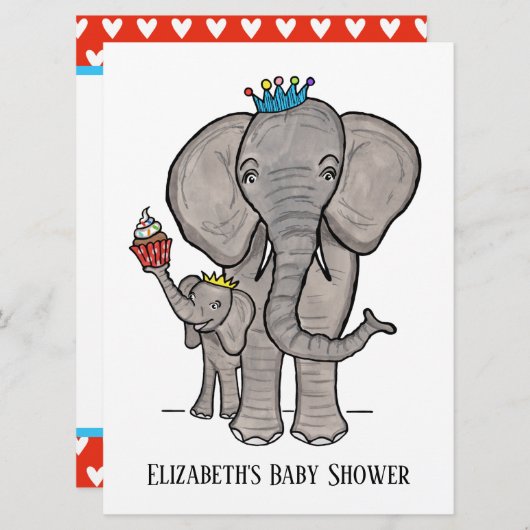 Personalisierte Niedliche Elephant Baby Dusche Ein (Vorne/Hinten)