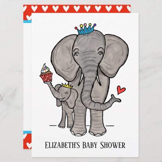 Personalisierte Niedliche Elephant Baby Dusche Ein (Vorne/Hinten)