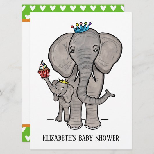 Personalisierte Niedliche Elephant Baby Dusche Ein (Vorne/Hinten)