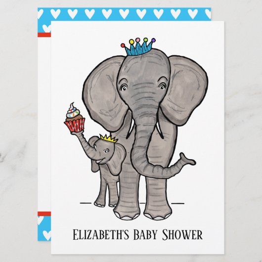 Personalisierte Niedliche Elephant Baby Dusche Ein (Vorne/Hinten)