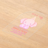 Personalisierte Niedliche Elephant Pink Babydusche Acryleinladungen (Ablage )