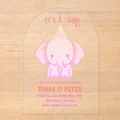 Personalisierte Niedliche Elephant Pink Babydusche Acryleinladungen (Vorderseite)