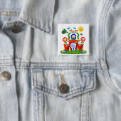 Personalisierte Niedliche Emoji-Blume KId's Geburt Button (Beispiel)