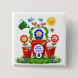 Personalisierte Niedliche Emoji-Blume KId's Geburt Button