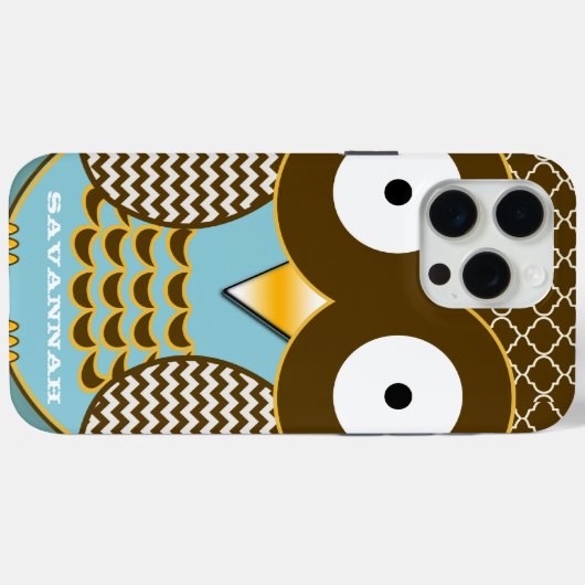 Personalisierte Niedliche Eule Maurische Tile und Case-Mate iPhone Hülle (Rückseite (Horizontal))