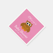 Personalisierte niedliche Eule Rosa Babydusche Serviette (Ecke)