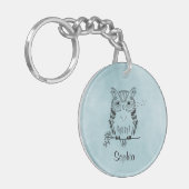 Personalisierte niedliche Eulen-Illustration Schlüsselanhänger (Vorderseite links)