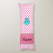 Personalisierte niedliche Eulenrosanamensherzen Seitenschläferkissen (Rückseite (Vertikal))