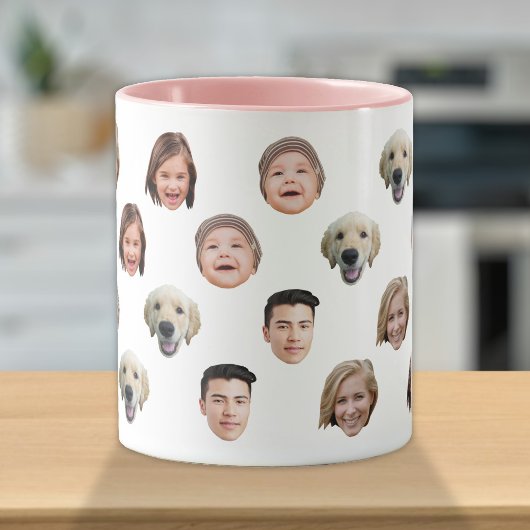 Personalisierte Niedliche Familie Gesicht 5 Fotos  Tasse