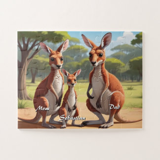 Personalisierte Niedliche Familie Kangaroo Puzzle