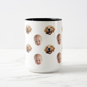 Personalisierte Niedliche Familienfront 2 Fotos Ta Zweifarbige Tasse