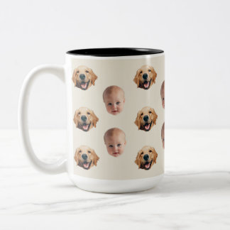 Personalisierte Niedliche Familienfront 2 Fotos Ta Zweifarbige Tasse