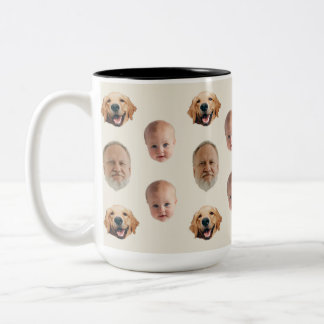 Personalisierte Niedliche Familienfront 3 Fotos Ta Zweifarbige Tasse