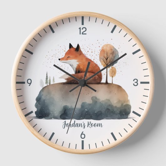 Personalisierte Niedliche Fox-Uhr Uhr (Vorderseite)