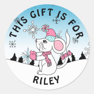 Personalisierte Niedliche Frohe Weihnachtsmäuse Ge Runder Aufkleber