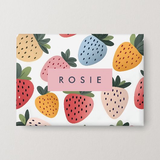 Personalisierte Niedliche Frucht Erdbeermuster Button (Vorderseite)