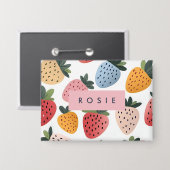 Personalisierte Niedliche Frucht Erdbeermuster Button (Vorderseite/Rückseite)