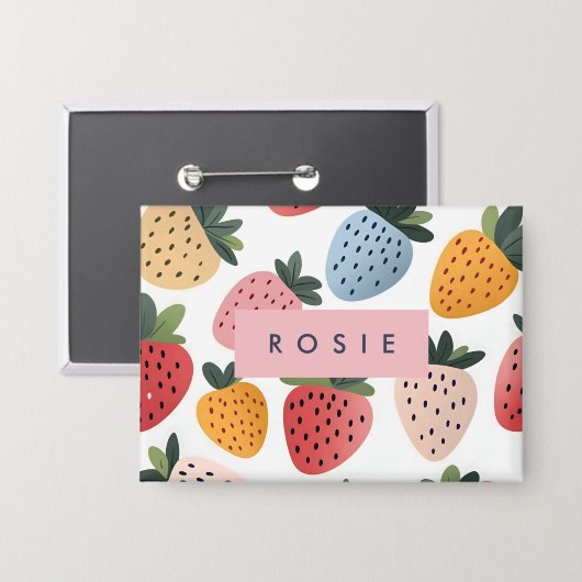 Personalisierte Niedliche Frucht Erdbeermuster Button (Vorderseite/Rückseite)
