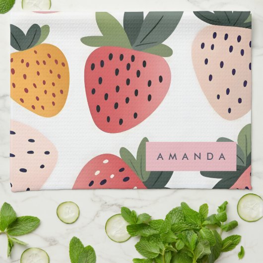 Personalisierte Niedliche Frucht Erdbeermuster Geschirrtuch (Gefaltet)