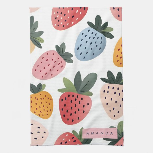 Personalisierte Niedliche Frucht Erdbeermuster Geschirrtuch (Vertikal)
