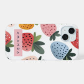 Personalisierte Niedliche Frucht Erdbeermuster iPhone 15 Hülle (Rückseite (Horizontal))