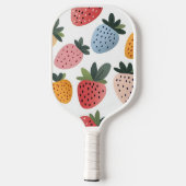 Personalisierte Niedliche Frucht Erdbeermuster Pickleball Schläger (Rückseite)