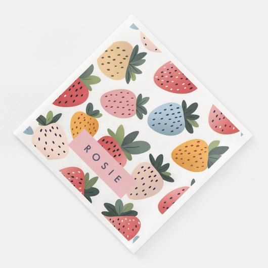 Personalisierte Niedliche Frucht Erdbeermuster Serviette (Ecke)