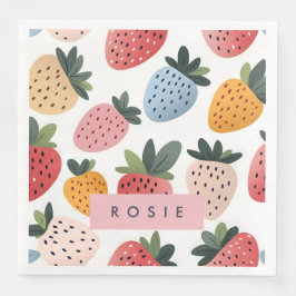 Personalisierte Niedliche Frucht Erdbeermuster Serviette