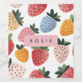 Personalisierte Niedliche Frucht Erdbeermuster Weinetikett (Einzelnes Label)