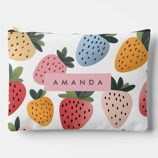 Personalisierte Niedliche Frucht Erdbeermuster Zubehörtasche (Vorderseite)