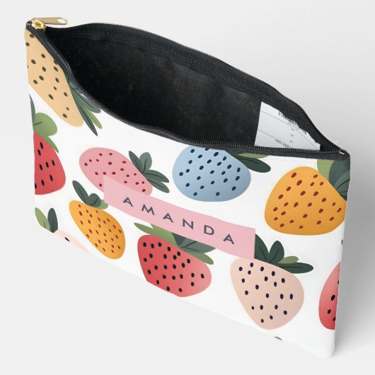 Personalisierte Niedliche Frucht Erdbeermuster Zubehörtasche (Offen)